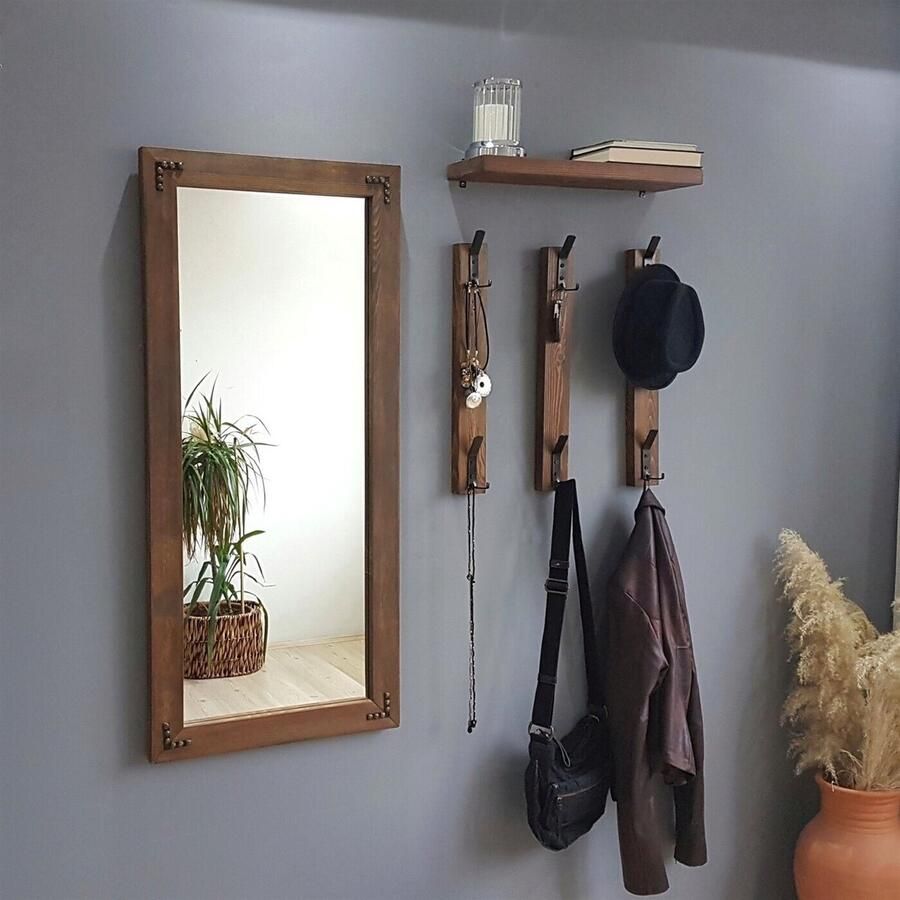 Arabic House Kapstok & Spiegel Vato Grenen Walnoot