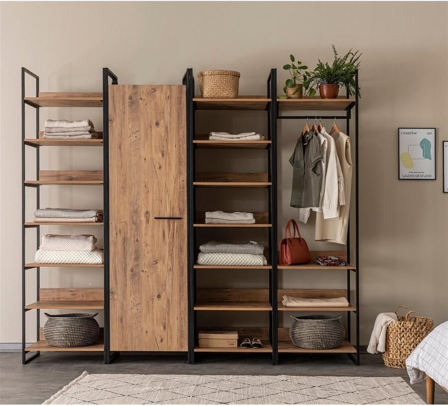 Arabic House Kledingkast Dynamic A+B+B+C Melamine Naturel 256x225cm