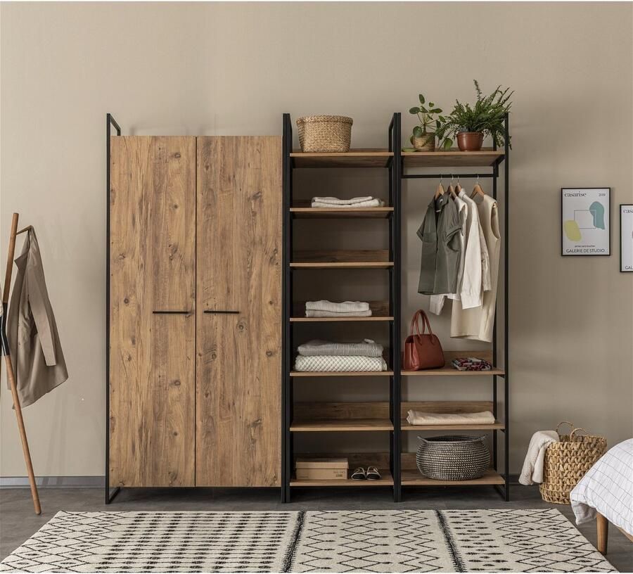 Arabic House Kledingkast Dynamic A+B+E Melamine Naturel 232x225cm