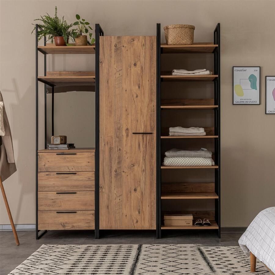 Arabic House Kledingkast Dynamic B+C+D Melamine Naturel 192x225cm