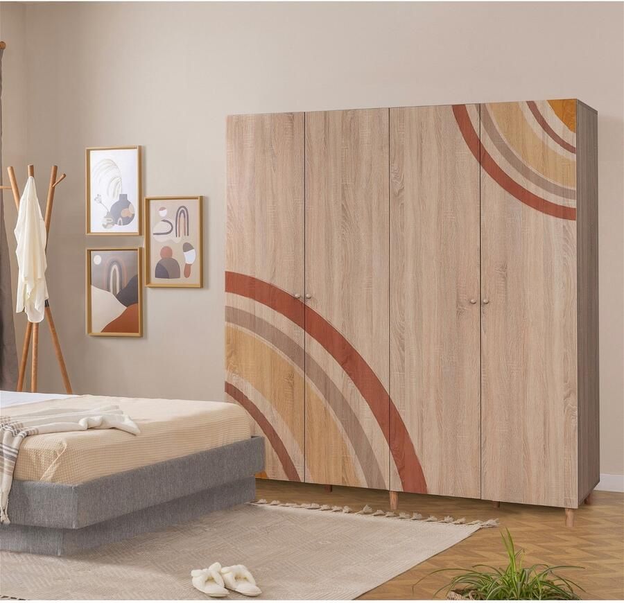 Arabic House Kledingkast Loni Arch Melamine Naturel