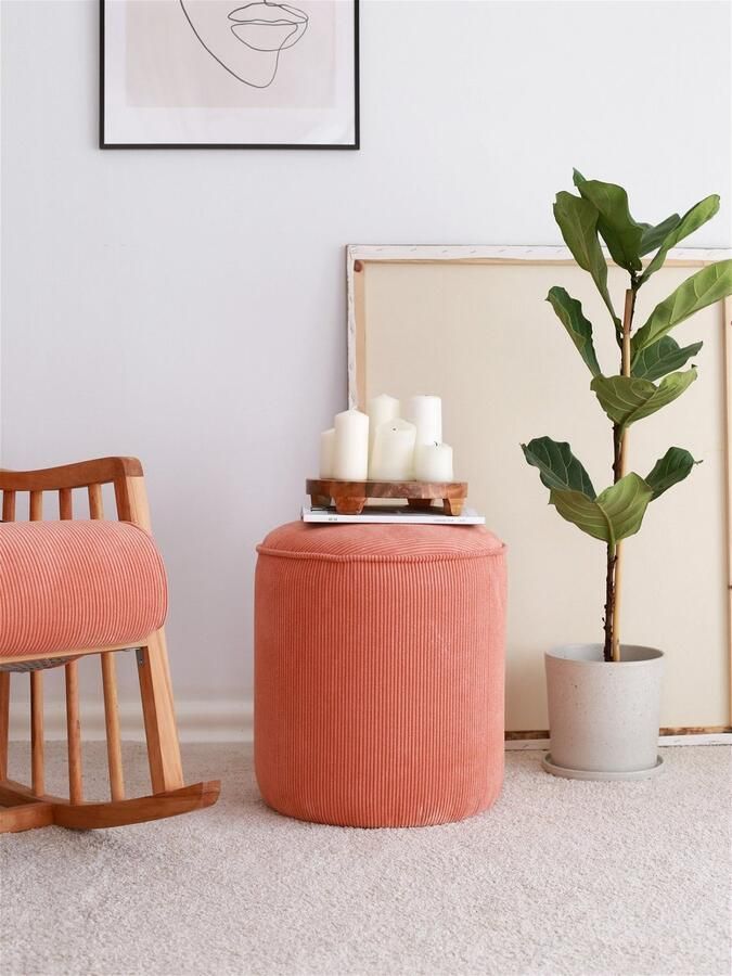 Arabic House Poef Teddy Vermiljoen Koraal