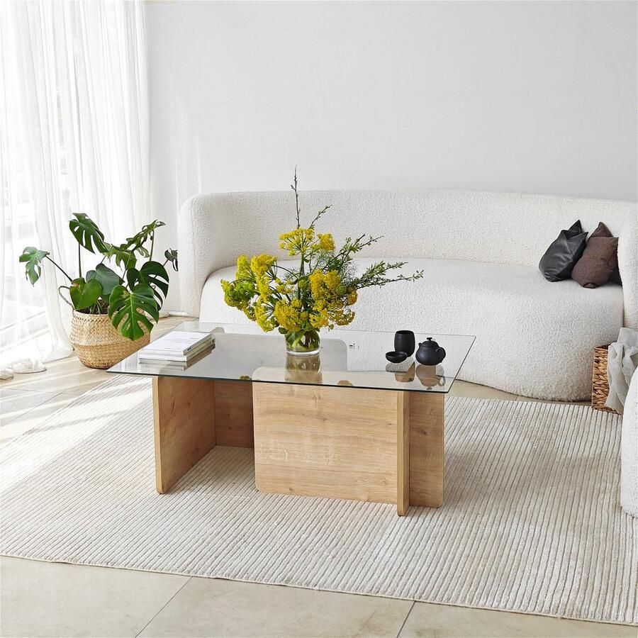 Arabic House Salontafel Giona Rechthoek Glas Naturel