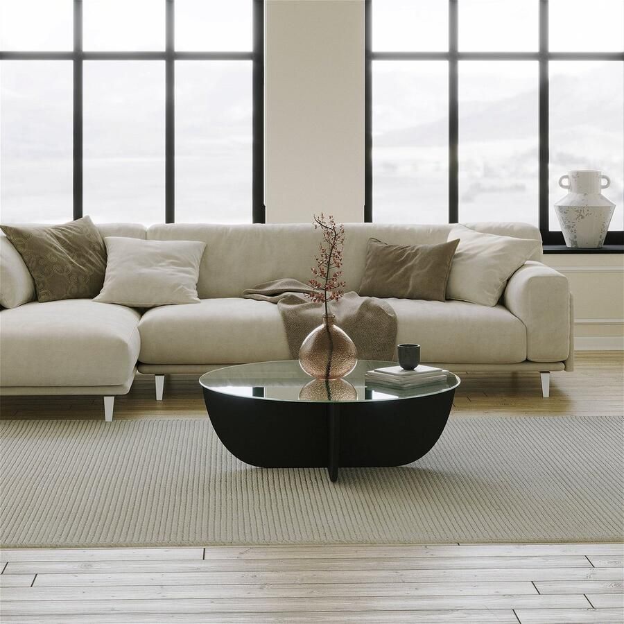 Arabic House Salontafel Lily Glas Melamine Zwart Ø90cm