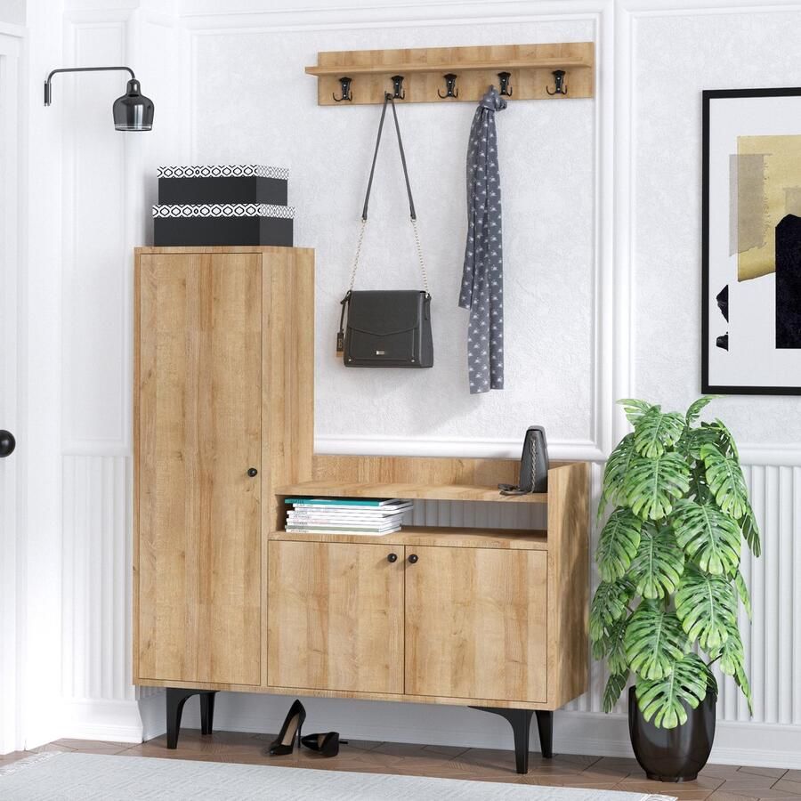 Emob Schoenenkast Emerald 100% Melamine 120x116x35cm Eik