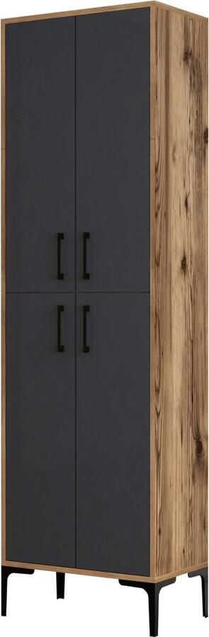 Emob Schoenenkast Wood-Fashion 100% Melamine Metalen Poten Noten Antraciet - Foto 2