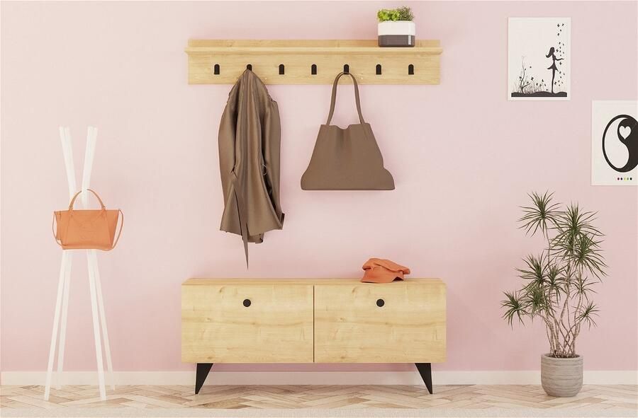 Arabic House Schoenenkast + Kapstok Rupa Melamine Naturel - Foto 2