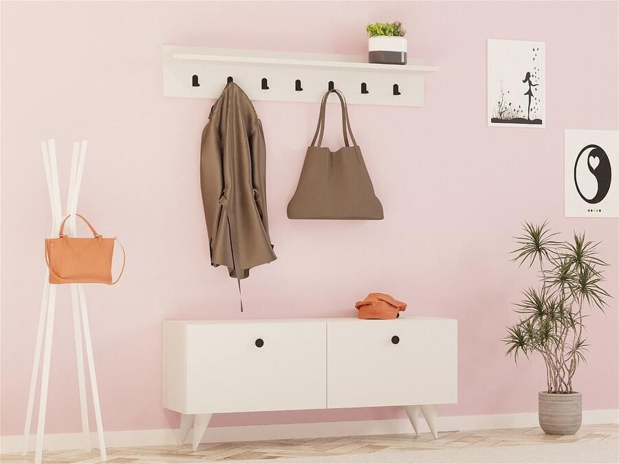 Arabic House Schoenenkast + Kapstok Rupa Melamine Wit