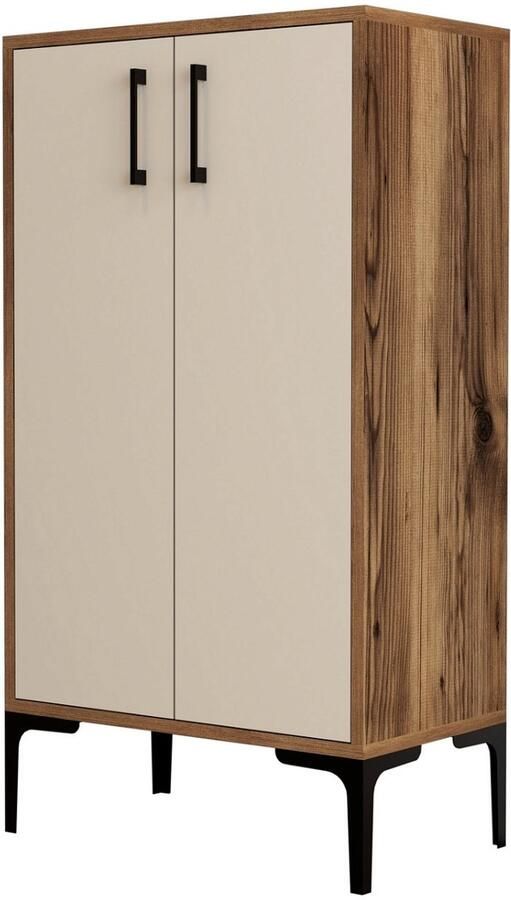 Giga Meubel Schoenenkast Walnoot|Crème Hout 60x35x111cm Prag - Foto 2