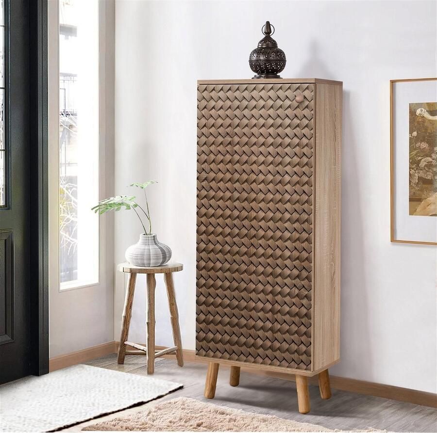 Kalune Design Giga Meubel Schoenenkast Bruin Hout 50x38x135cm Vegas Roof