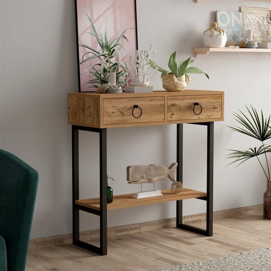 Giga Meubel Sidetable Naturel Hout 90x35 3x90cm Valeri