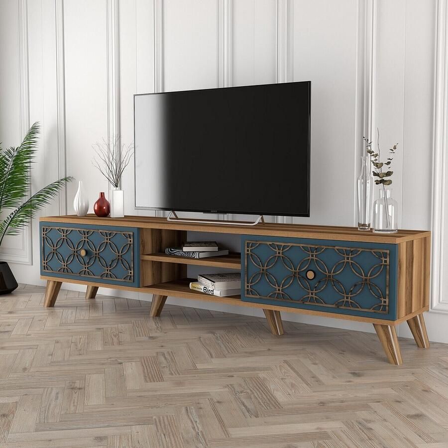 Kalune Design Giga Meubel Tv-meubel Bruin|Blauw Incl. Schap 180cm Class