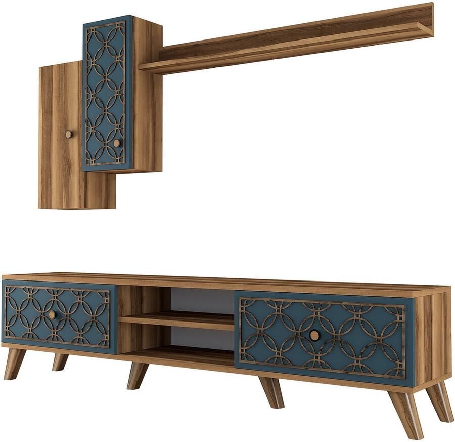 Emob TV Meubel Woody Fashion TV-meubel 100% Melamine Gecoat Walnoot Chalcedoon 180cm Bruin