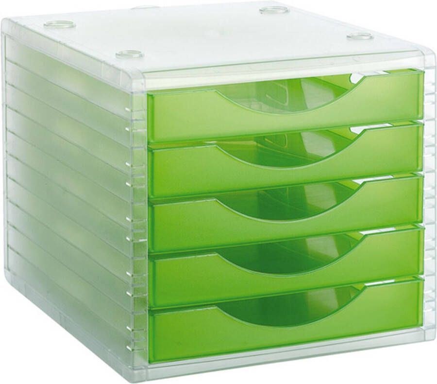 Archivo 2000 Modulaire archiefkast ArchivoTec Serie 4000 5 lades Doorschijnend Din A4 Lichtgroen (34 x 27 x 26 cm)