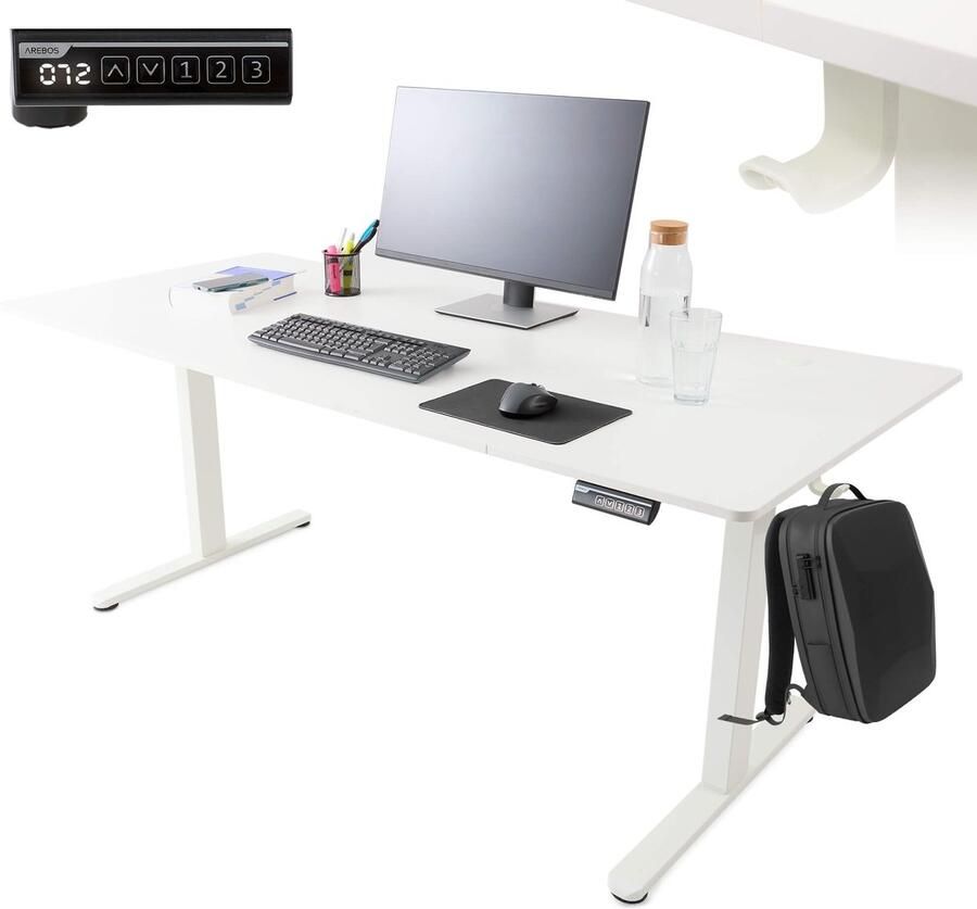 Arebos in hoogte verstelbaar elektrisch bureau 180 x 80 cm met geheugenfunctie
