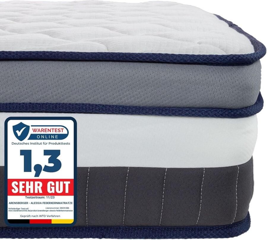 Arensberger ALESSIA Pocketvering Matras 25 cm Hoog Ergonomisch Comfort met Pocketveren voor Optimale Ondersteuning en Slaapkwaliteit