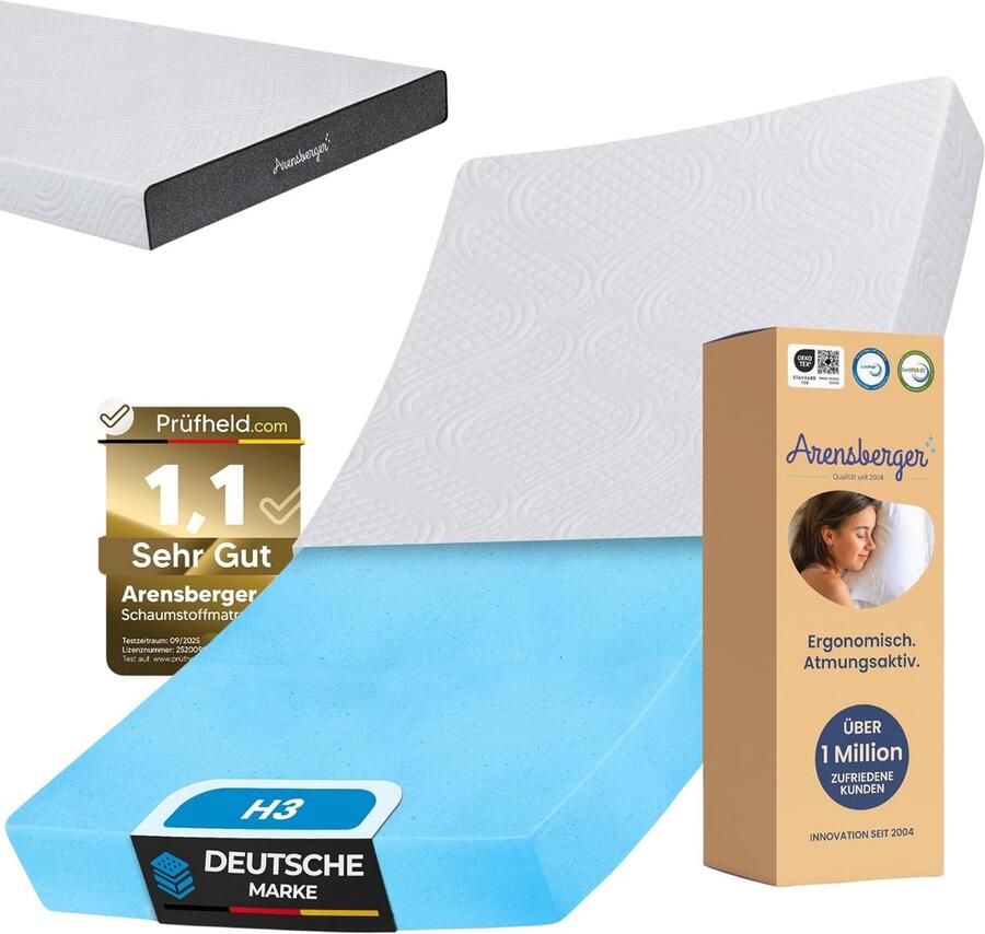 Arensberger Matras Anna Gel Foam Matras 120 x 200 cm x 13 cm – Nanocell Gel Foam – H3 Hardheid – Ademend – Afneembare Hoes 240 g m² – Wasbaar tot 60 °C – Gerold Comfortmatras matras 120 x 200 cm - Foto 2