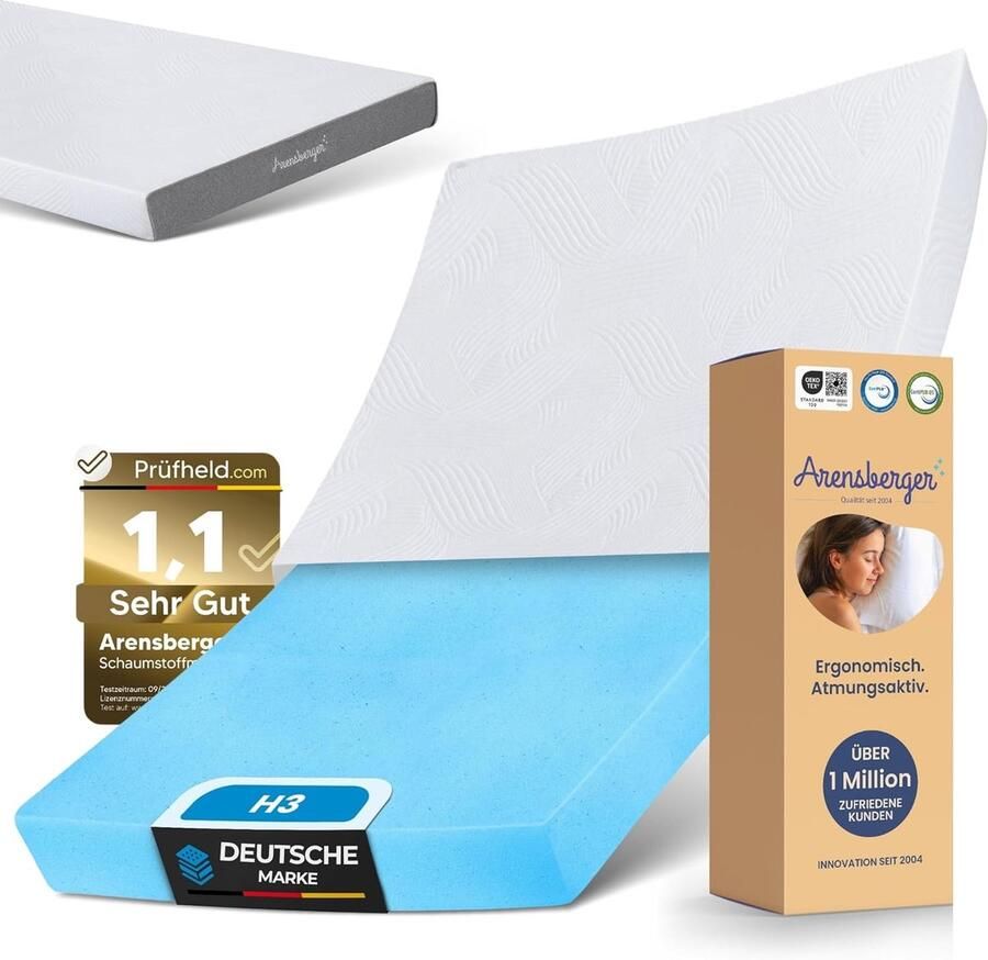 Arensberger matras 180 x 200 cm LINA Gel-Schuim Matras – NANOCELL Gel-Schuim H3 Stevigheid – Ademend – Afneembare Hoes 240 g m² – Wasbaar tot 60 °C – Roll Matras Comfort Matras 180cm x 200cm x 11cm - Foto 2