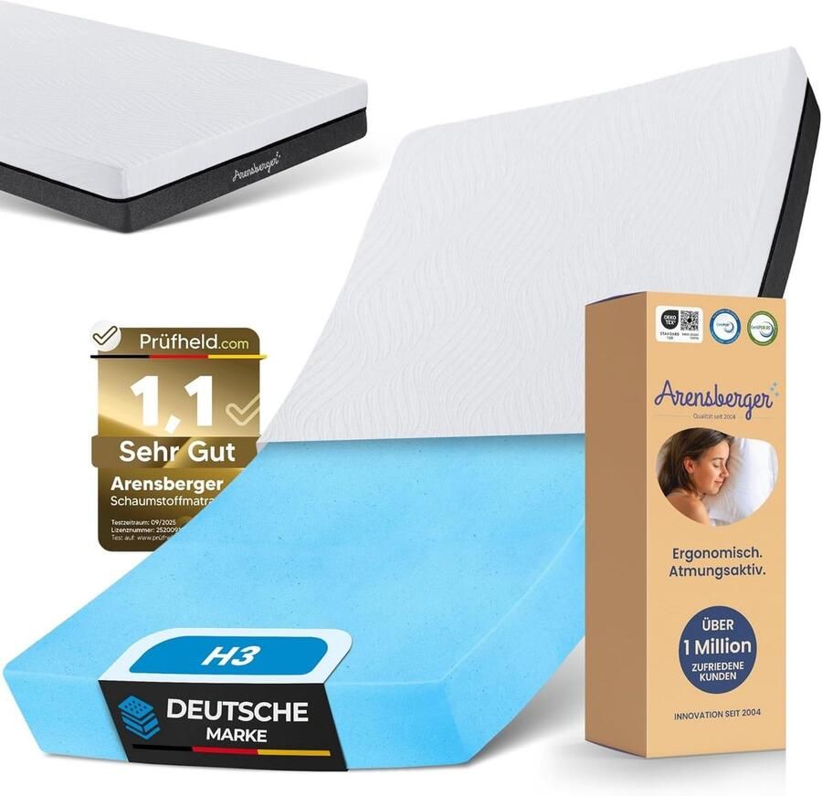 Arensberger SARA matras 120 x 200 cm Gel-Schuim Matras – NANOCELL Gel-Schuim H3 Hardheid – Ademend – Afneembare Hoes 240 g m² – Wasbaar tot 60 °C – Oprolbare Comfortmatras Matras 120cm x 200cm x 16cm - Foto 2