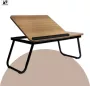 Merkloos Bedtafel Laptop tafel Bekerhouders Hout RVS Verstelbaar Multifuntioneel - Thumbnail 3