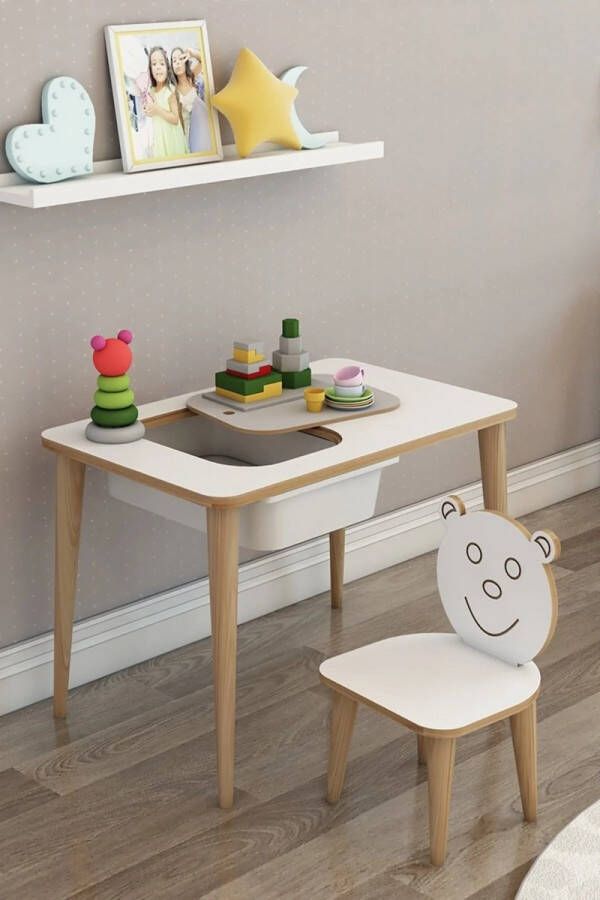 Arnillo Kindertafel met Stoeltjes Kinderbureau Speeltafel Kindertafel met Opbergruimte Peuter Tafel met Stoeltje - Foto 1