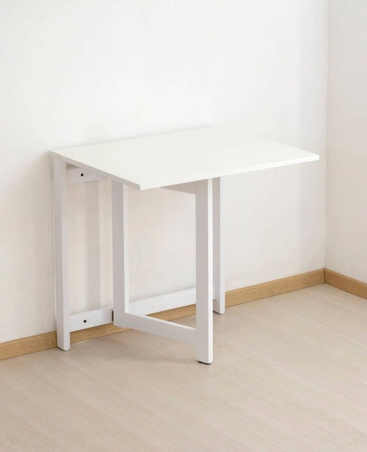 Arredamenti Italia SPACE Bianco Wandtafel in Hout Opklapbare Vouwtafel 125x78x79cm Sidetable Wit