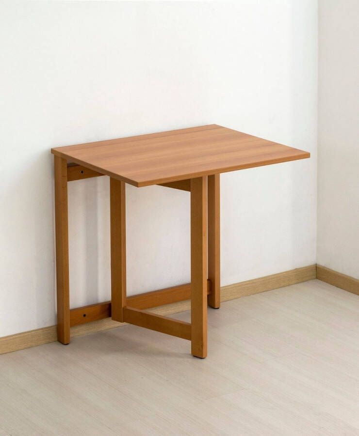 Arredamenti Italia SPACE Ciliegio Wandtafel in Hout Opklapbare Vouwtafel 78x78x64cm Sidetable Bruin