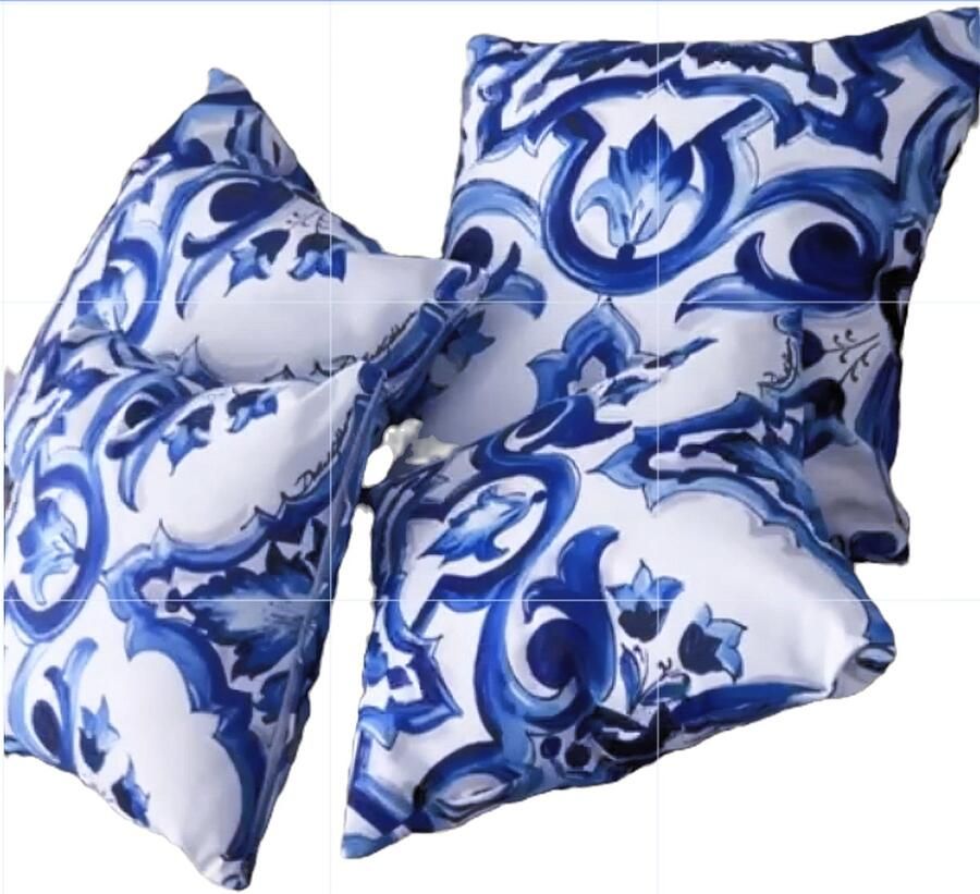 Art-Empire ELEGANZA – Indoor & Outdoor Kussen – Blauw Wit – 40x40 50x50 60x60 cm-gratis verzonden