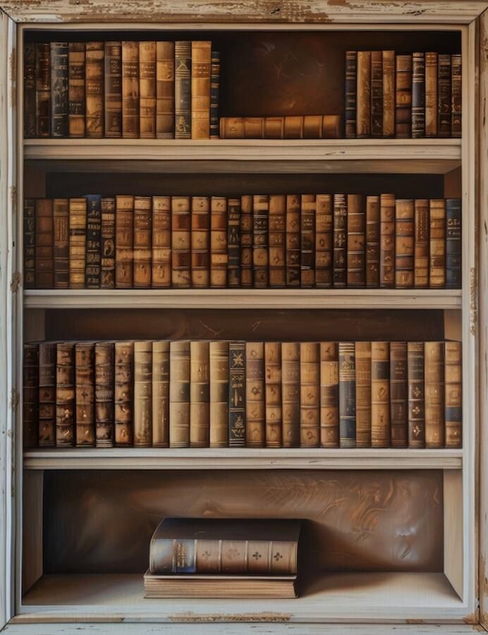 Art-Empire Old Book Case- Luxe Wanddecoratie Fotokunst Galerie kwaliteit Plexiglas 5mm.- Blind Aluminium Ophangprofiel Akoestisch en UV Werend inclusief verzending