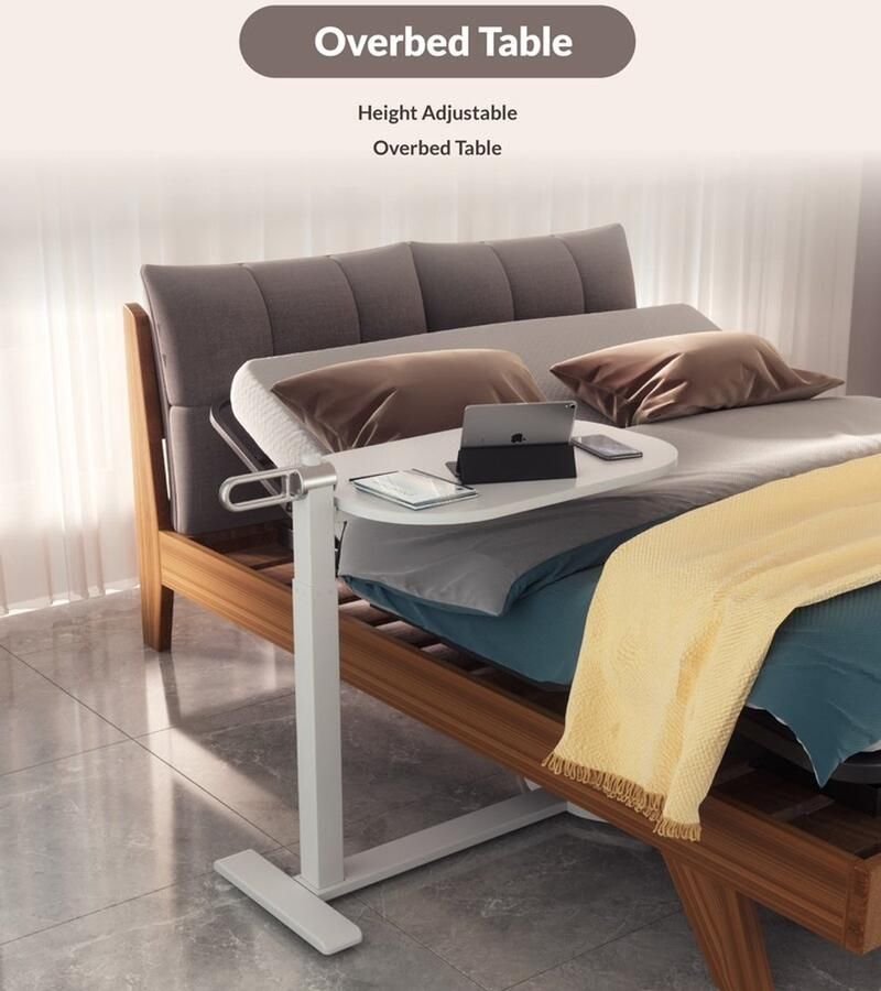 Art-oba Bijzettafel C-vorm Hoogte verstelbaar Wit blad 60 x 40 cm tafel Verstelbare bijzettafel