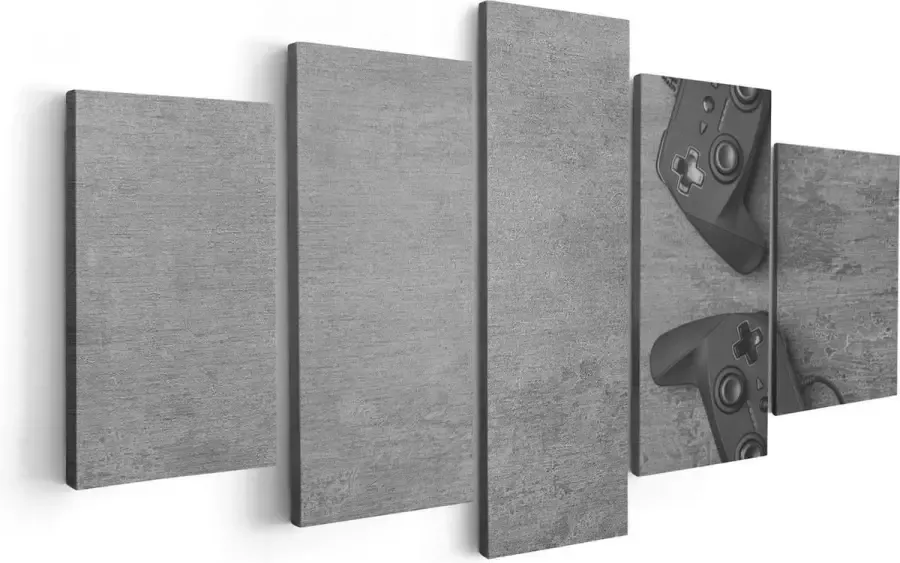 Artaza Canvas Schilderij Vijfluik Twee Game Controllers op Tafel Gaming 100x50 Foto Op Canvas Print