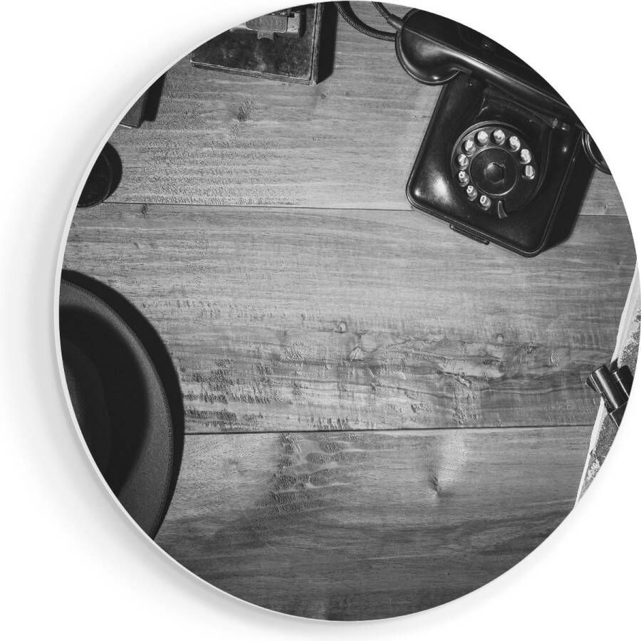 Artaza Forex Muurcirkel Oude Bureau Tafel Met Een Pistool En Een Hoedje 50x50 cm Klein Wandcirkel Rond Schilderij Muurdecoratie Cirkel