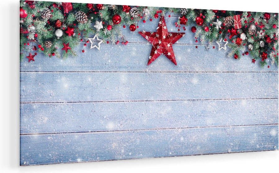 Artaza Glasschilderij Kerst Achtergrond Met Sneeuw Op Tafel 120x60 Groot Plexiglas Schilderij Foto op Glas