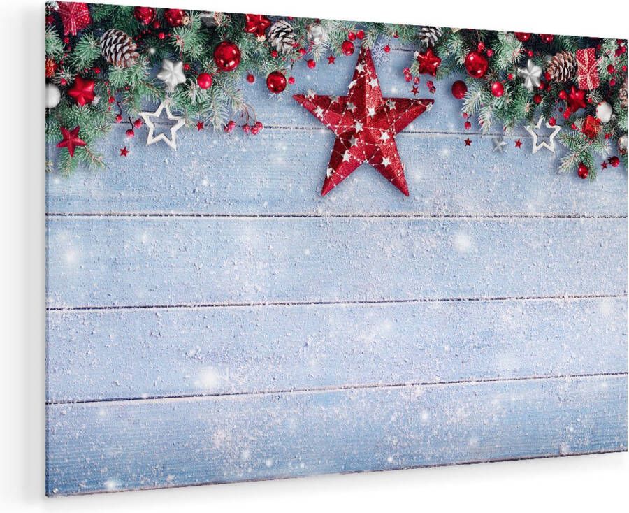 Artaza Glasschilderij Kerst Achtergrond Met Sneeuw Op Tafel 135x90 Groot Plexiglas Schilderij Foto op Glas