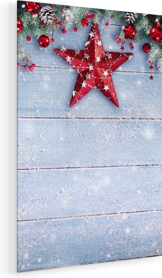 Artaza Glasschilderij Kerst Achtergrond Met Sneeuw Op Tafel 50x75 Plexiglas Schilderij Foto op Glas