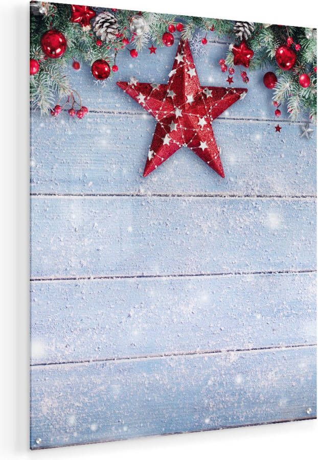 Artaza Glasschilderij Kerst Achtergrond Met Sneeuw Op Tafel 60x75 Plexiglas Schilderij Foto op Glas