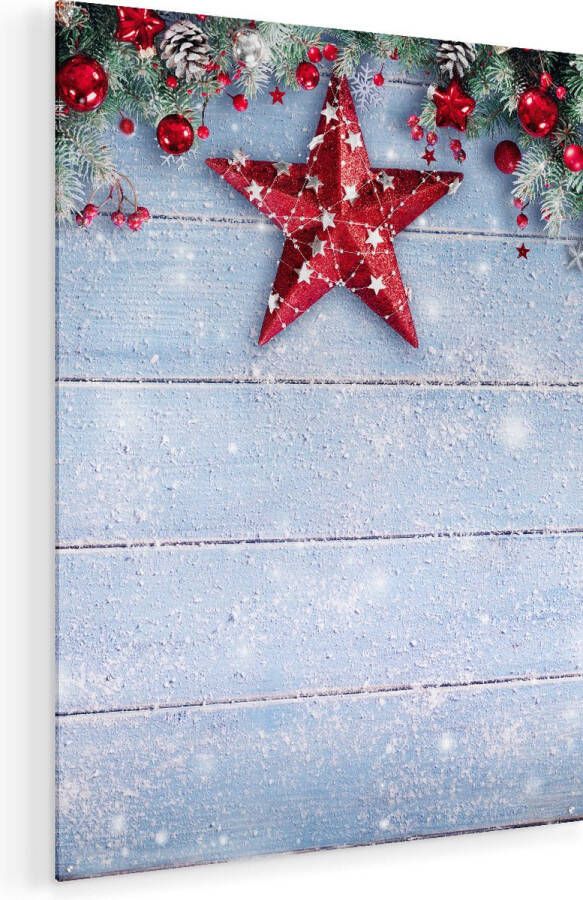 Artaza Glasschilderij Kerst Achtergrond Met Sneeuw Op Tafel 90x120 Groot Plexiglas Schilderij Foto op Glas