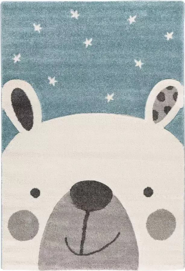 Kayoom Australia Leonora Tapijt Vloerkleed Kinderkamer Speelmat Speelkleed 120x170cm Teddy Beer Blauw