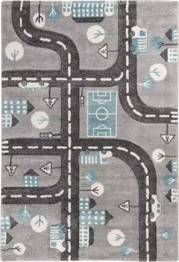 Kayoom Australia Walgett Rosa Tapijt Vloerkleed Kinderkamer Speelmat Speelkleed 120x170cm Verkeer Zilver