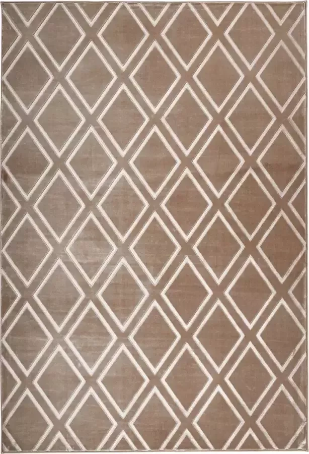 Arte Espina Laagpolig Vloerkleed Monroe Duurzaam Handgemaakt Vintage Tapijt Anti-Slip 160x230cm Taupe Ruit - Foto 2