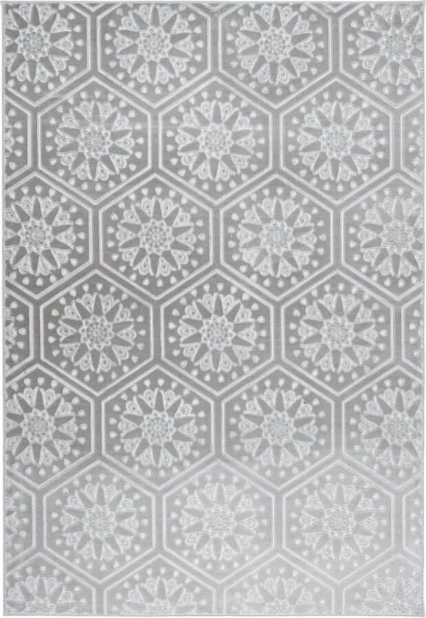 Arte Espina Laagpolig Vloerkleed Monroe Duurzaam Handgemaakt Vintage Tapijt Anti-Slip 80x300cm Grijs Blauw