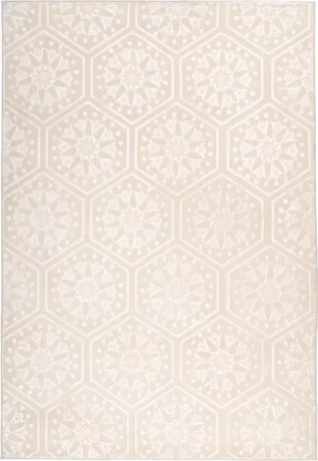 Arte Espina Laagpolig Vloerkleed Monroe Duurzaam Handgemaakt Vintage Tapijt Anti-Slip 120x170cm Crème Geruit