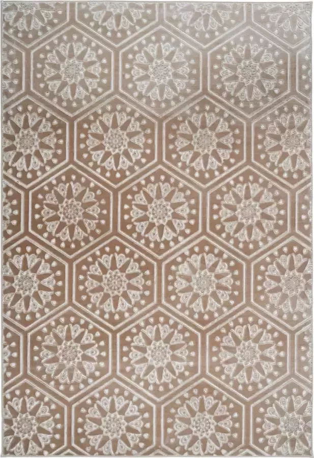 Arte Espina Laagpolig Vloerkleed Monroe Duurzaam Handgemaakt Vintage Tapijt Anti-Slip 160x230cm Taupe Ruit - Foto 4