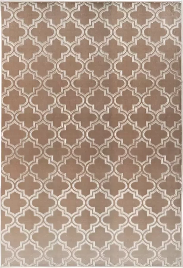 Arte Espina Laagpolig Vloerkleed Monroe Duurzaam Handgemaakt Vintage Tapijt Anti-Slip 80x300cm Taupe Ruit