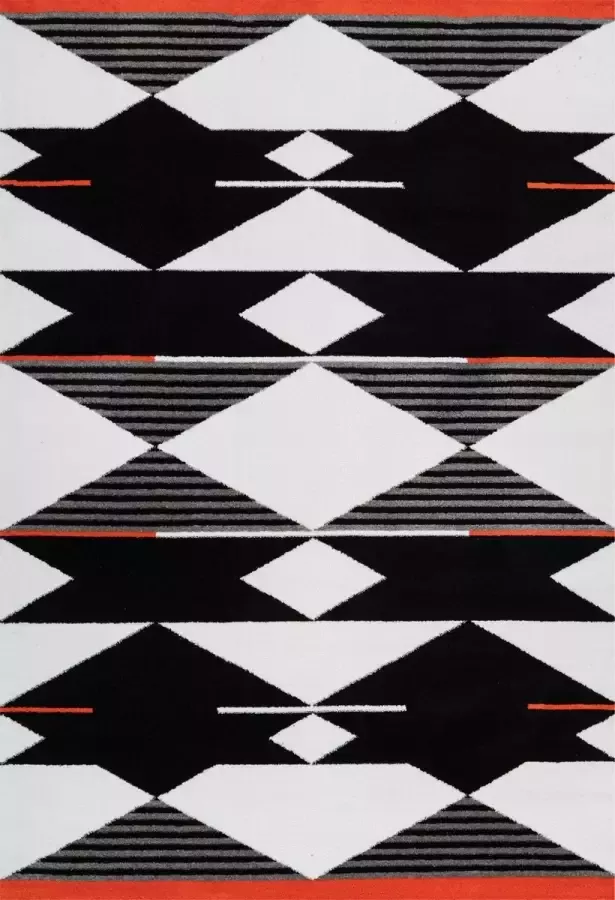 Arte Espina Vloerkleed broadway 500 zwart wit rood 160 x 230 cm