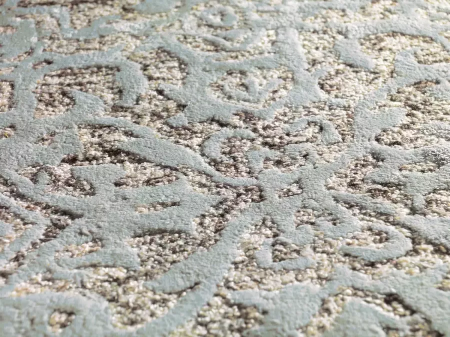 Arte Espina Vloerkleed damast 8067 kunstzijde wol en polyester grijs mintgroen 120 x 180 cm