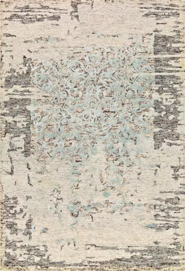 Arte Espina Vloerkleed damast 8067 kunstzijde wol en polyester grijs mintgroen 170 x 240 cm