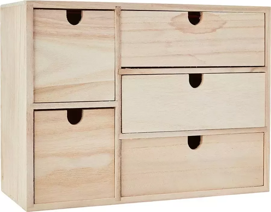 Artemio Houten Opbergdoos met Lade-Beige 35 x 15 x 26 cm Hout Bruin