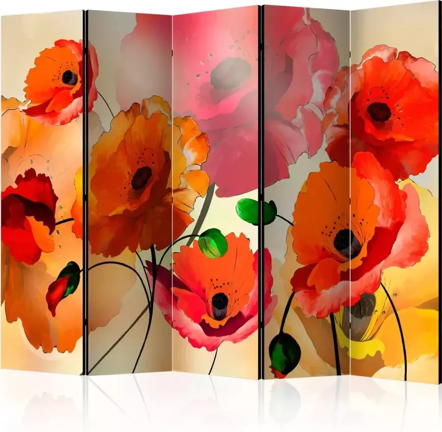 Artgeist 3D Tapijt Vouwscherm Kamerscherm Scheidingswand Velvet Poppies II [Room Dividers] 225x172 3D Tapijt