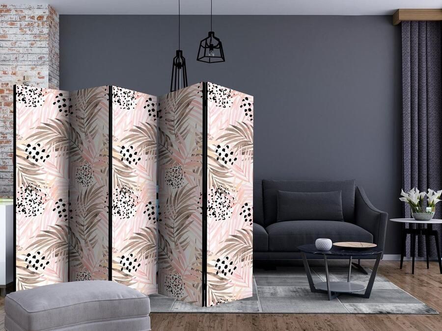 Artgeist Walljar Vouwscherm Pink Palm Leaves II [Room Dividers]